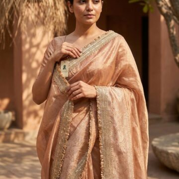 Golden Banarasi Tissue Silk Saree