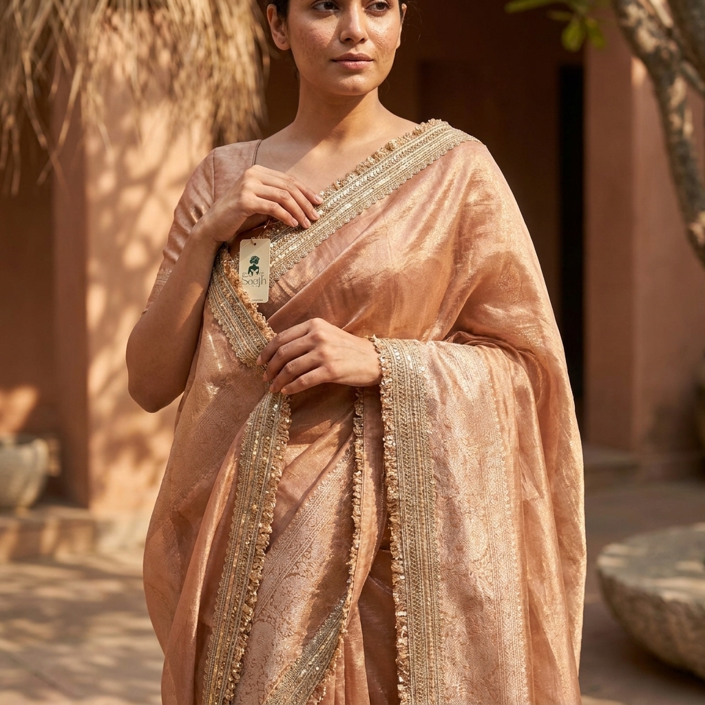 Golden Banarasi Tissue Silk Saree