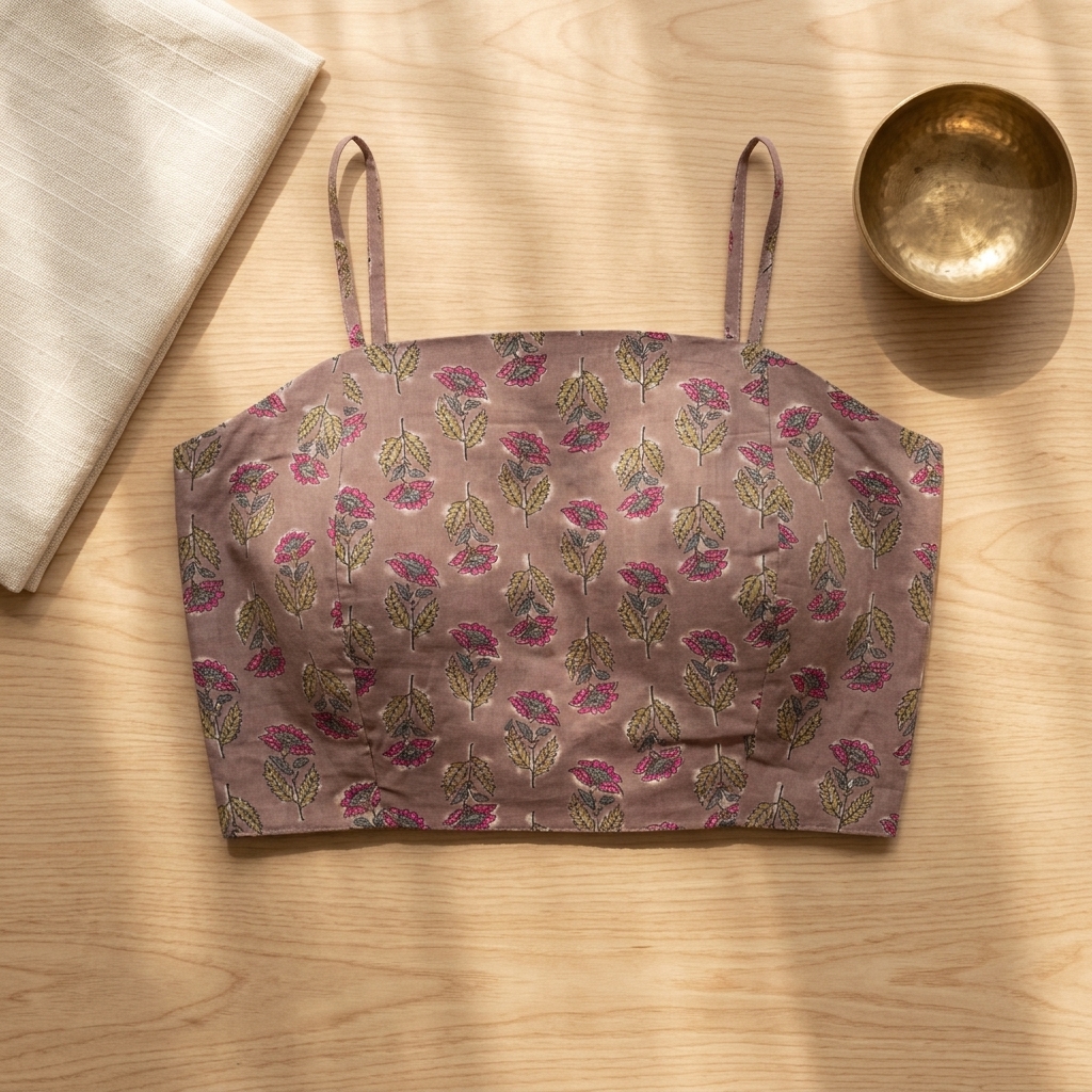 Beige base with floral buta Bralette - Image 2