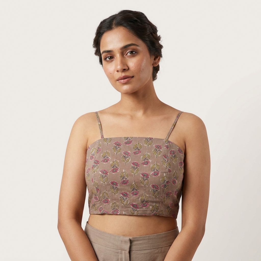 Beige base with floral buta Bralette - Image 4