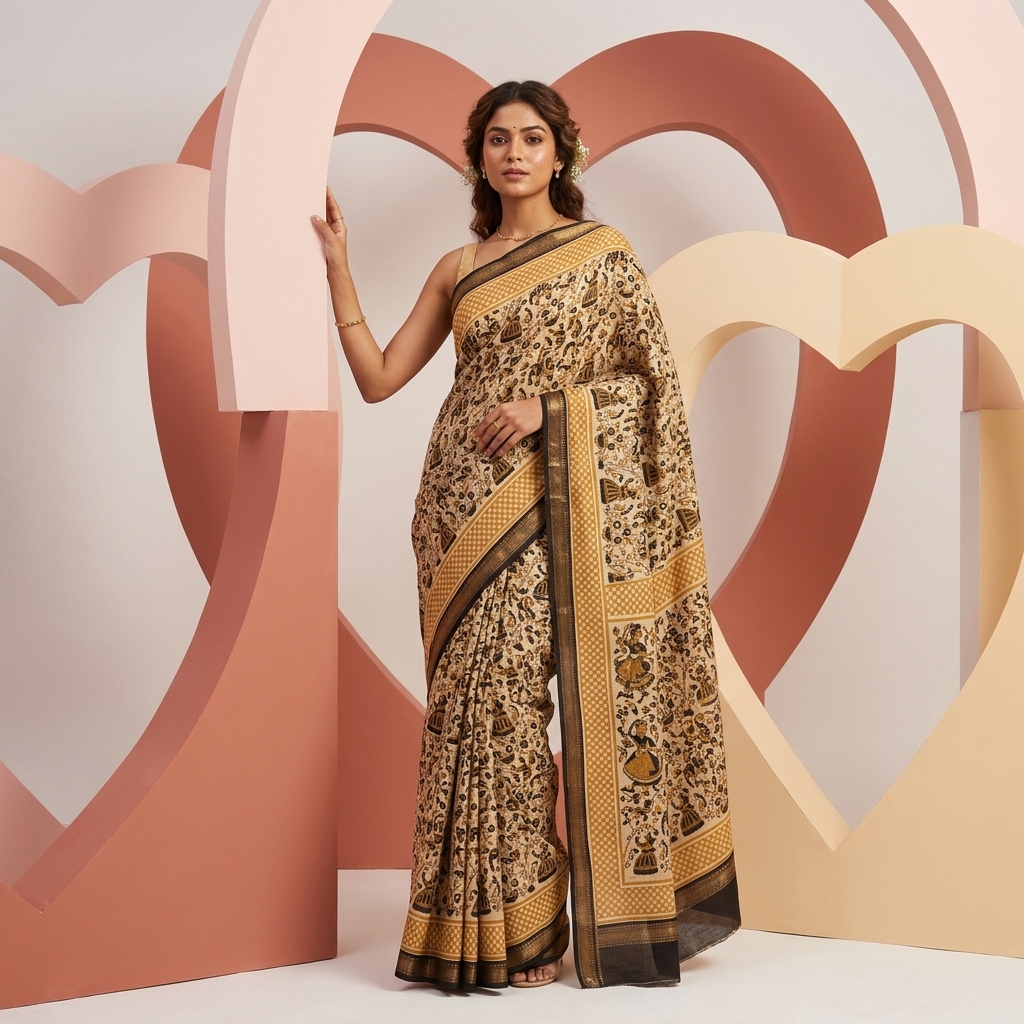 Black-Golden Twilight Maheshwari Silk Saree - Image 4