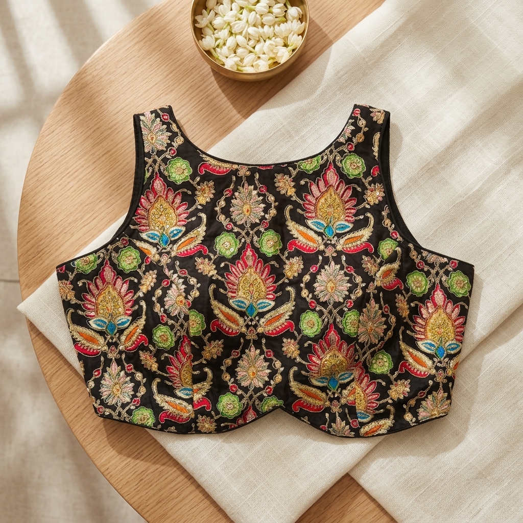 Embroidered Black Blouse - Image 2