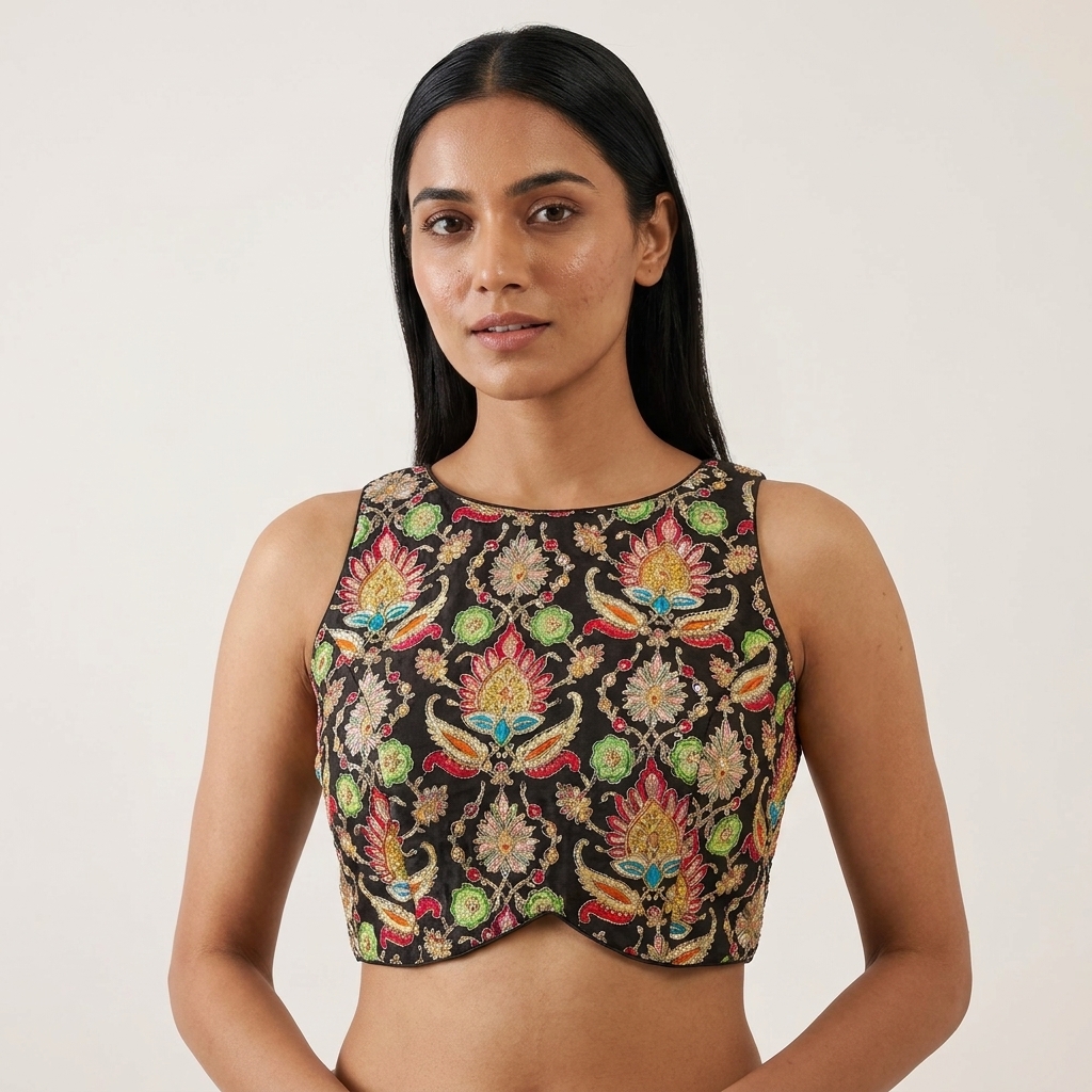 Embroidered Black Blouse - Image 4
