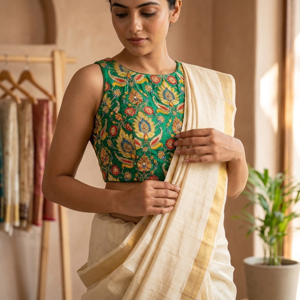Embroidered Green Blouse