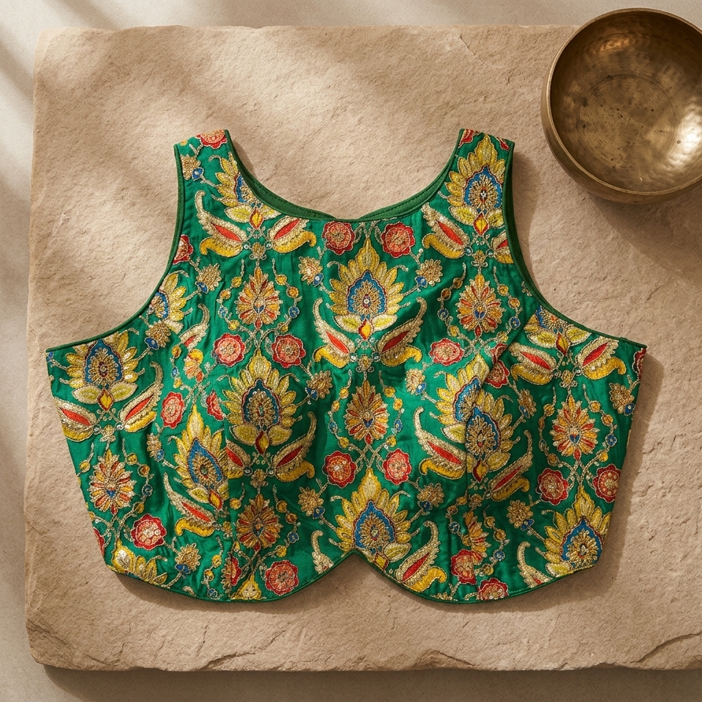 Embroidered Green Blouse - Image 2