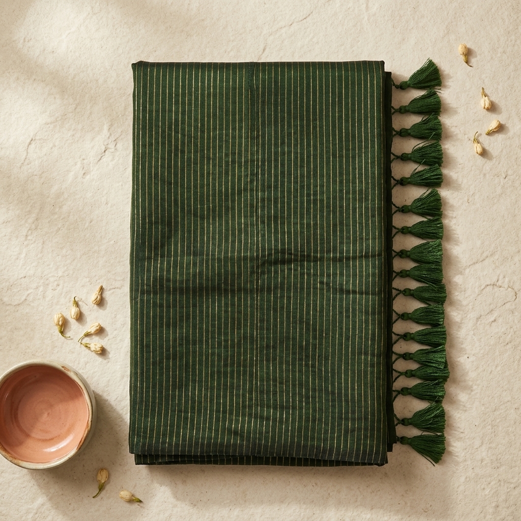 Green Stripe Mul Cotton - Image 3