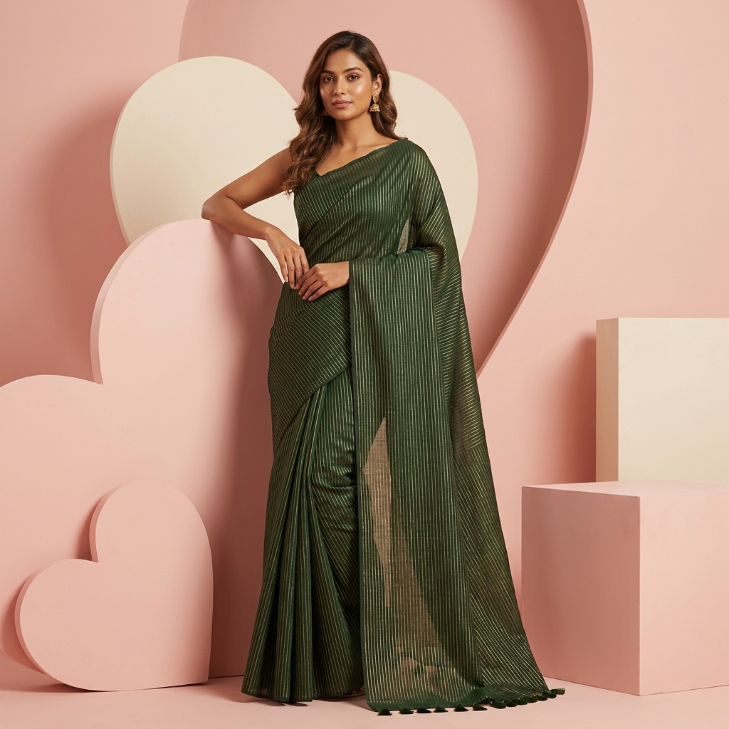 Green Stripe Mul Cotton