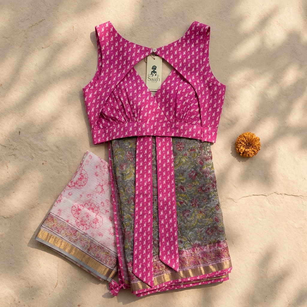 Gulabi Blush Kota Doria - Ready to wear - Image 3
