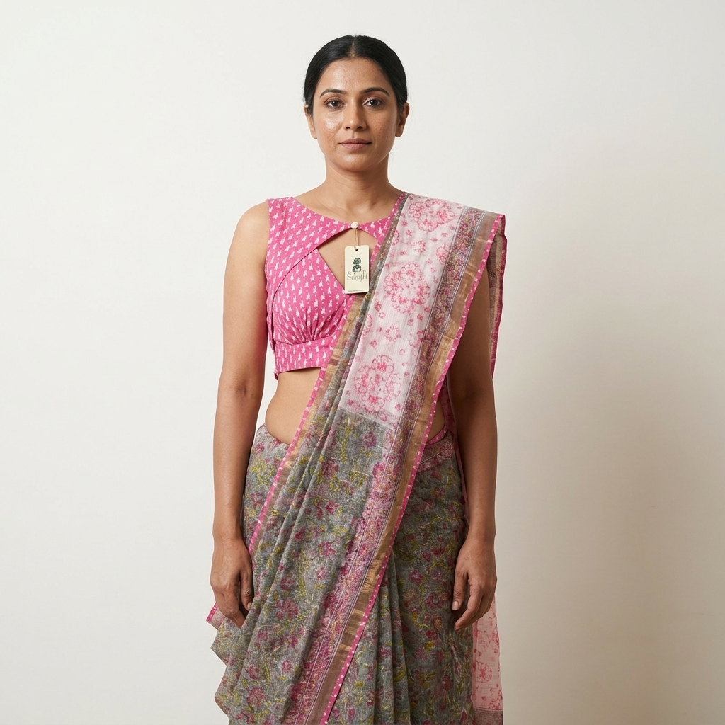 Gulabi Blush Kota Doria - Ready to wear - Image 2