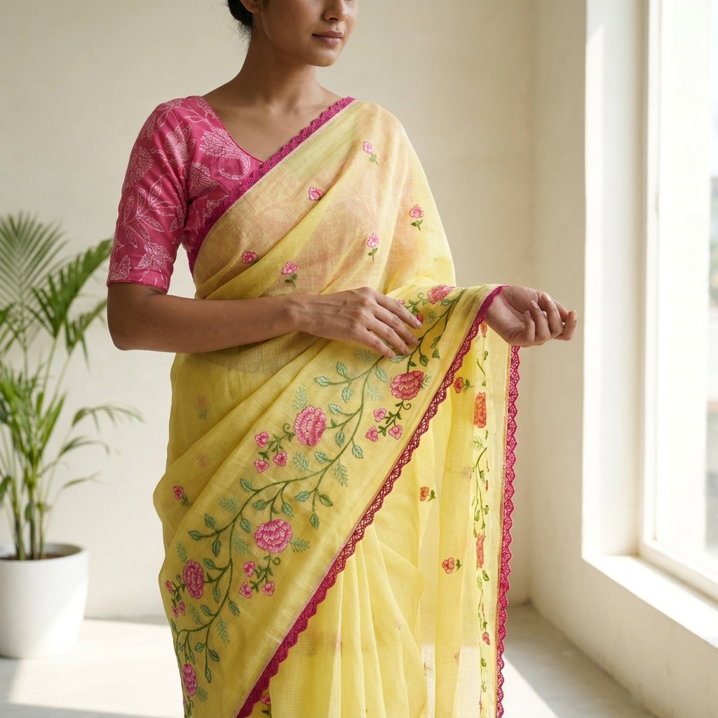 Kanak Yellow Kota Doria - Image 4
