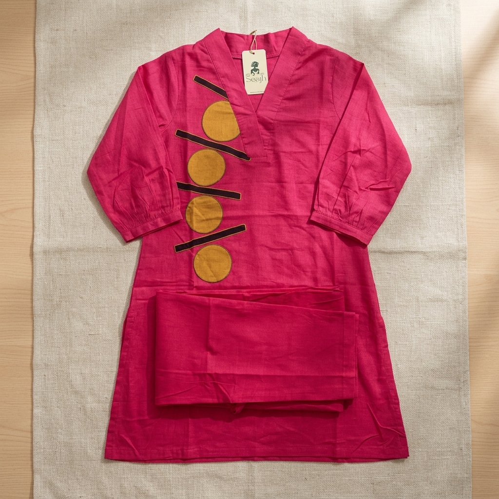 Majenta Pink with Mustard Accents 2-piece set - Image 2