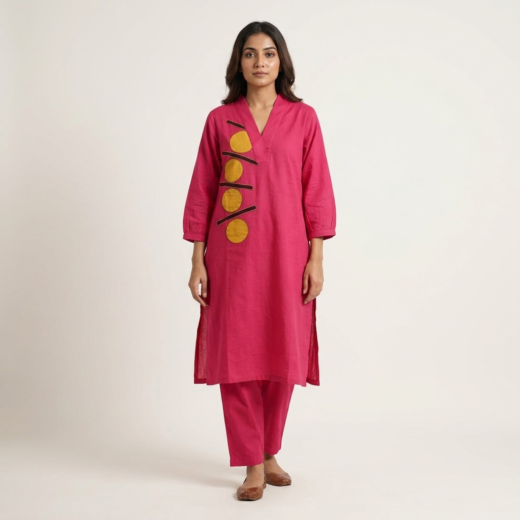 Majenta Pink with Mustard Accents 2-piece set - Image 3