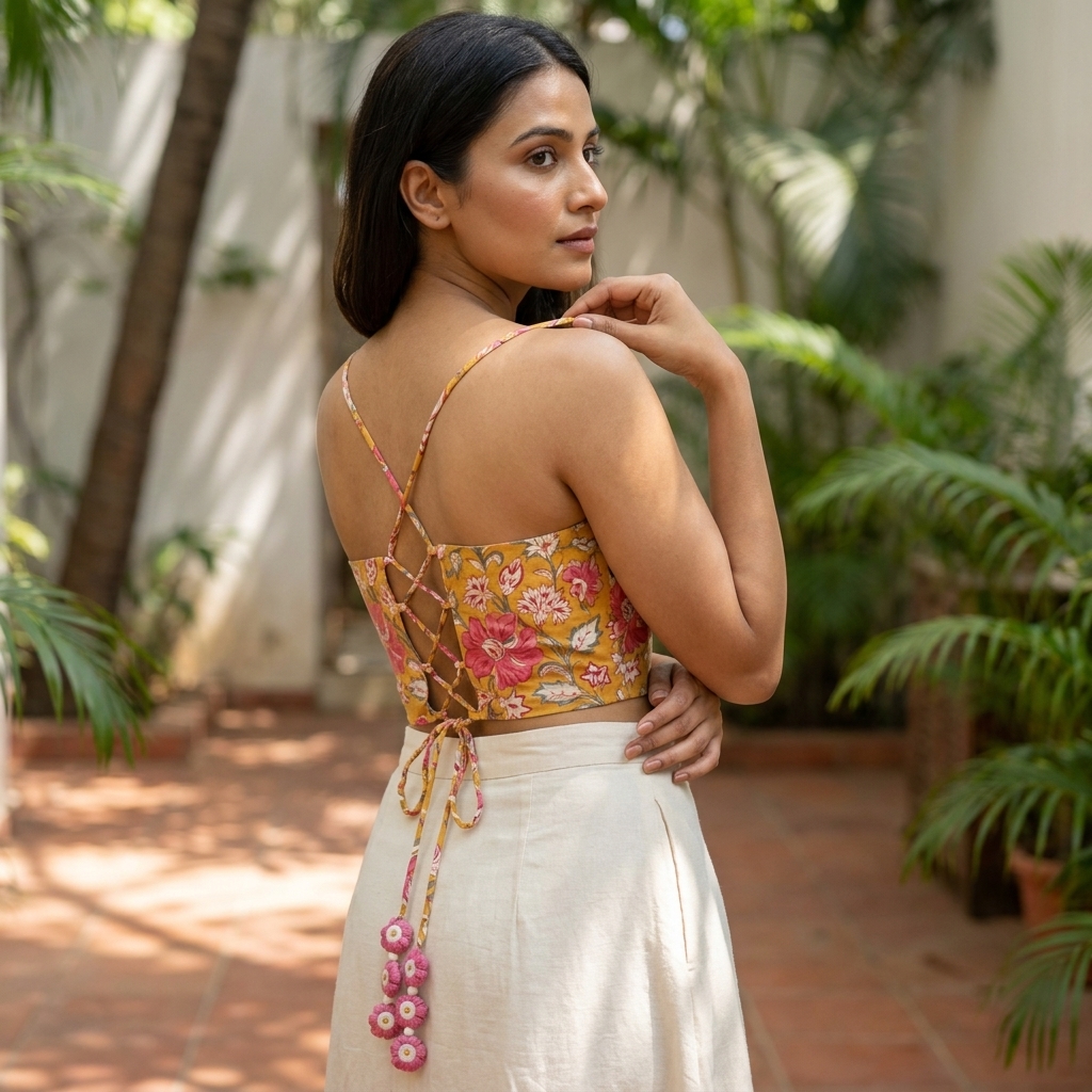 Mustard block print Bralette - Image 2