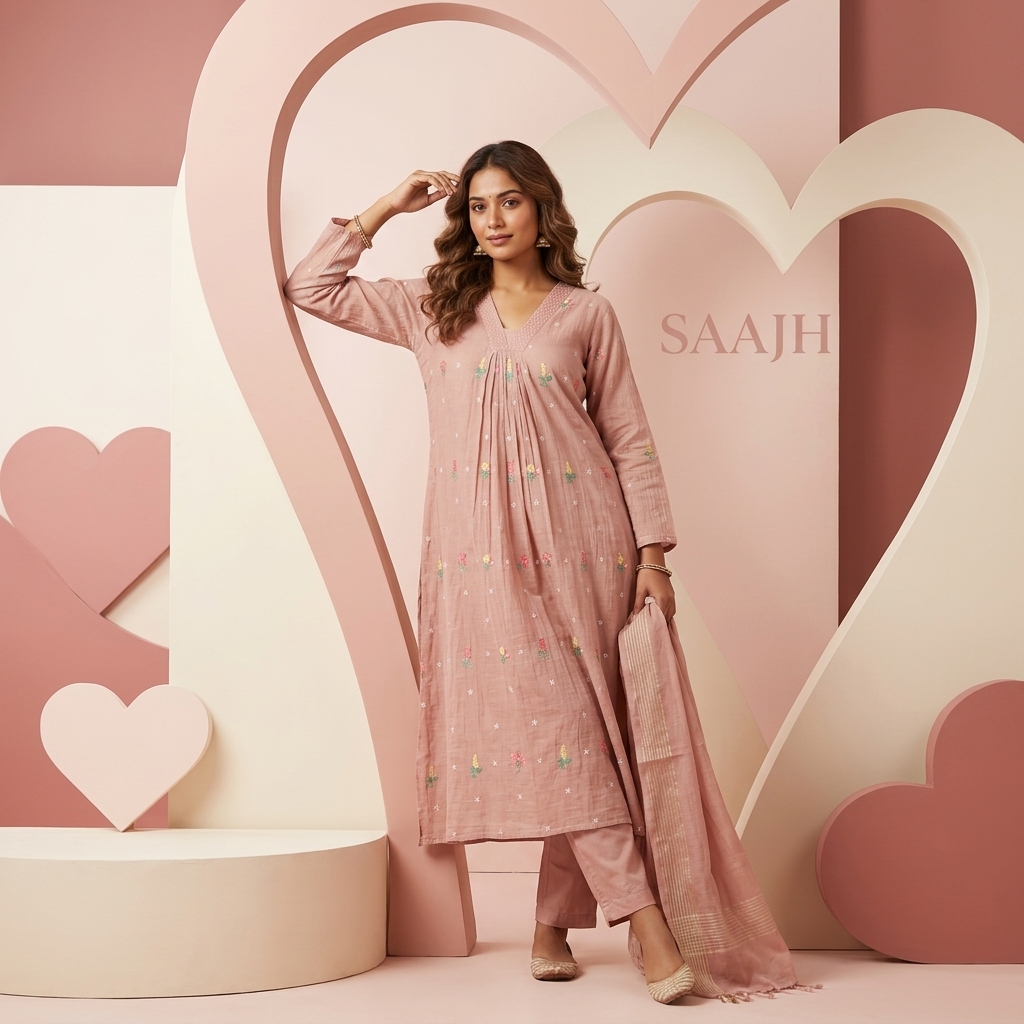Nazakat 3 piece set in Peach - Image 4
