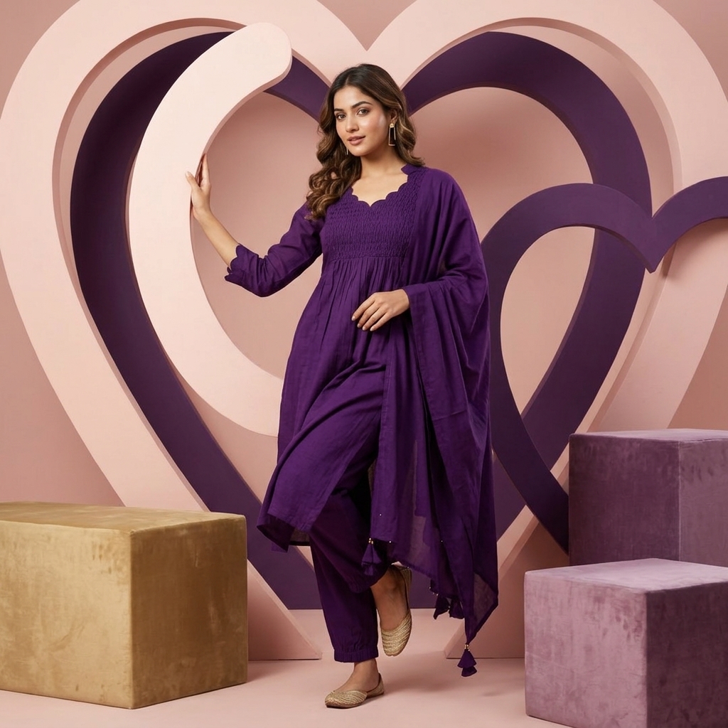 Nazakat 3 piece set in Purple