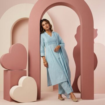 Nazakat 3 piece set in Sky Blue