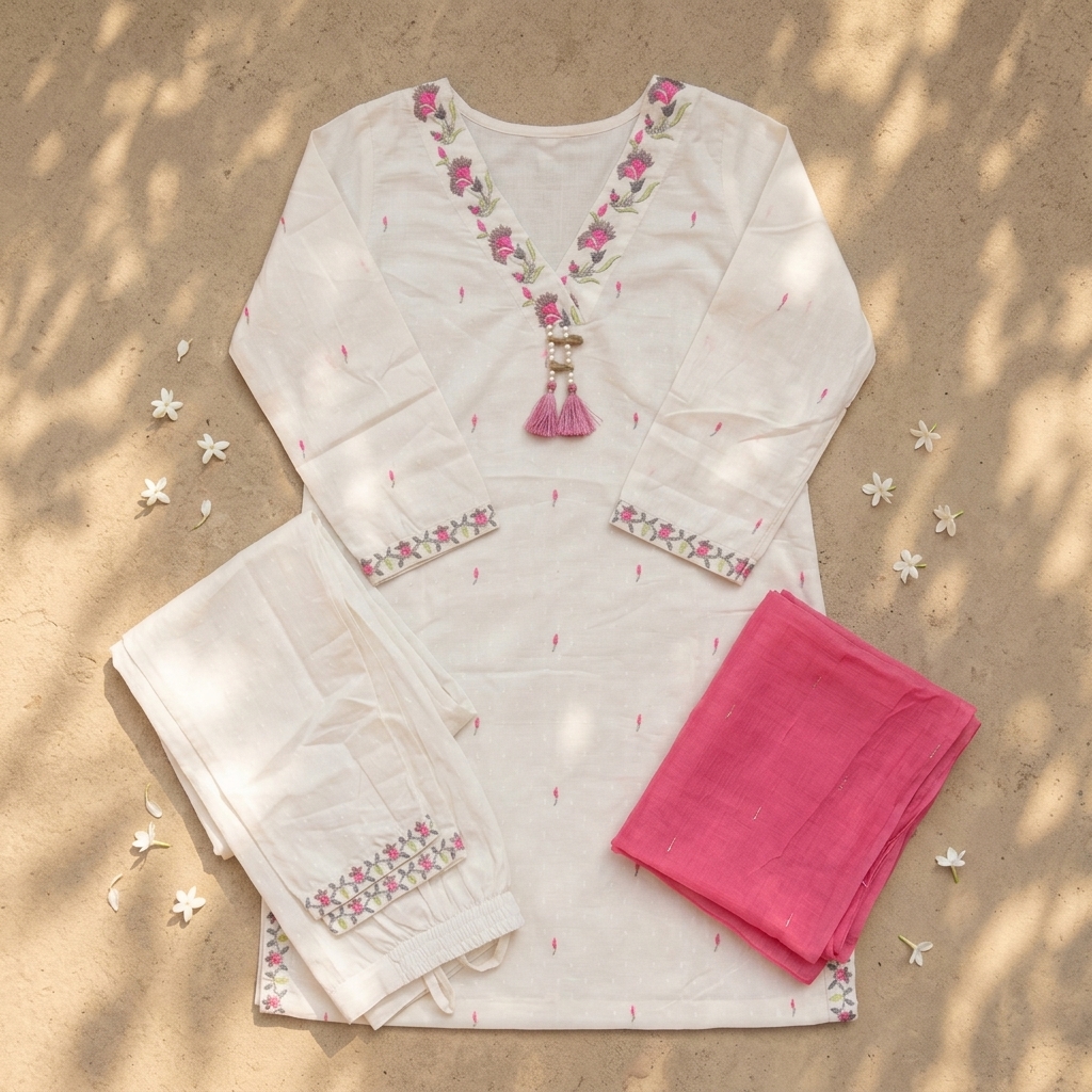 Nazakat 3 piece set in White - Image 3