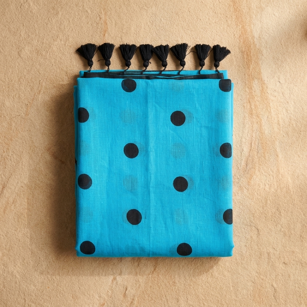 Polka Dot Mul Cotton - Blue - Image 3