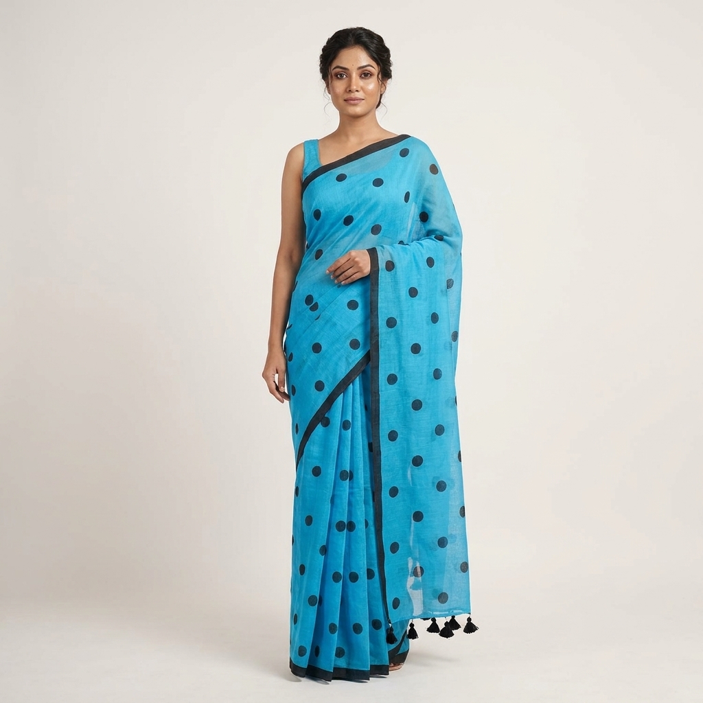 Polka Dot Mul Cotton - Blue - Image 2