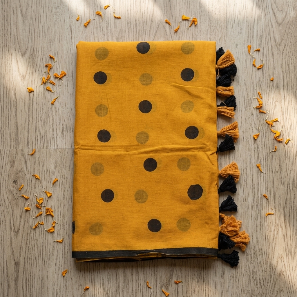 Polka Dot Mul Cotton - Orange - Image 3