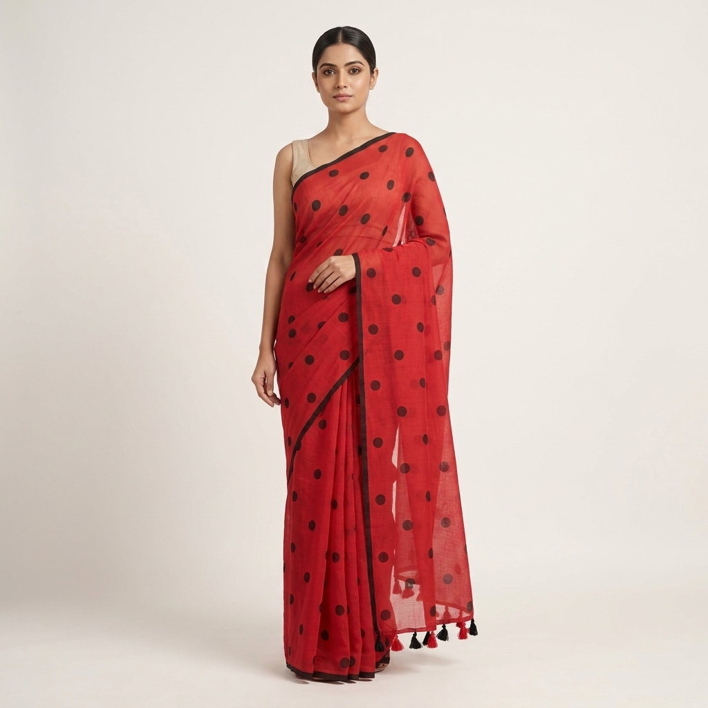 Polka Dot Mul Cotton - Red - Image 2