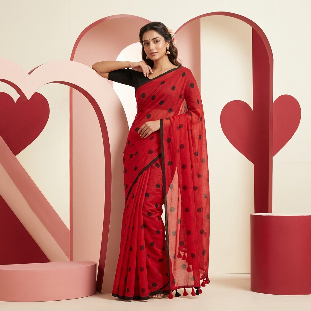 Polka Dot Mul Cotton - Red