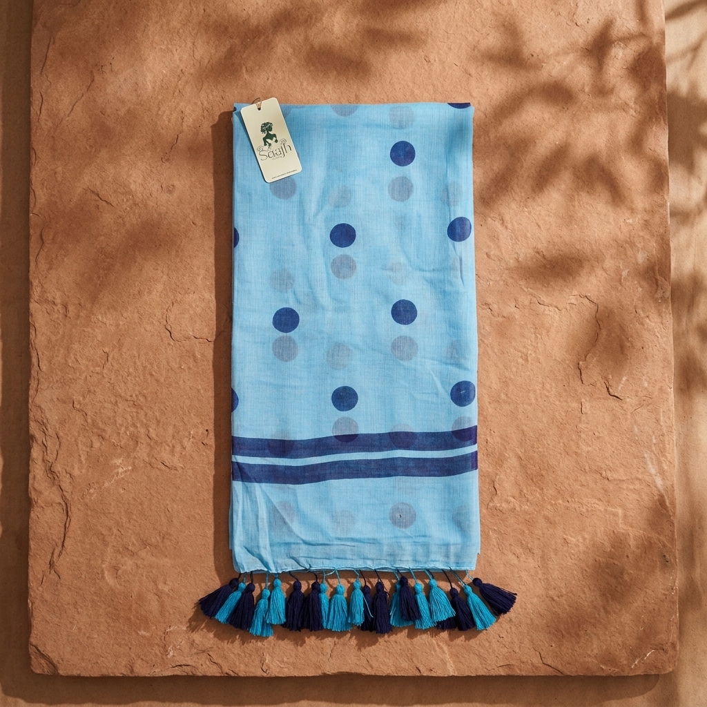 Polka Dot Mul Cotton - Sky - Image 3