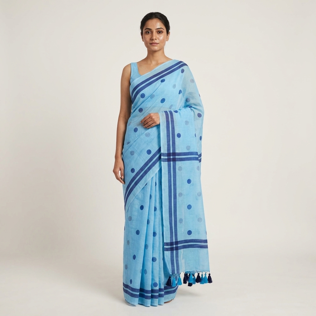 Polka Dot Mul Cotton - Sky - Image 2