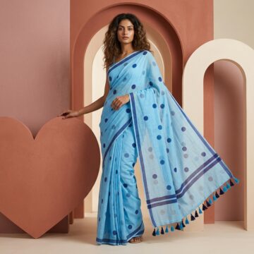 Polka Dot Mul Cotton - Sky