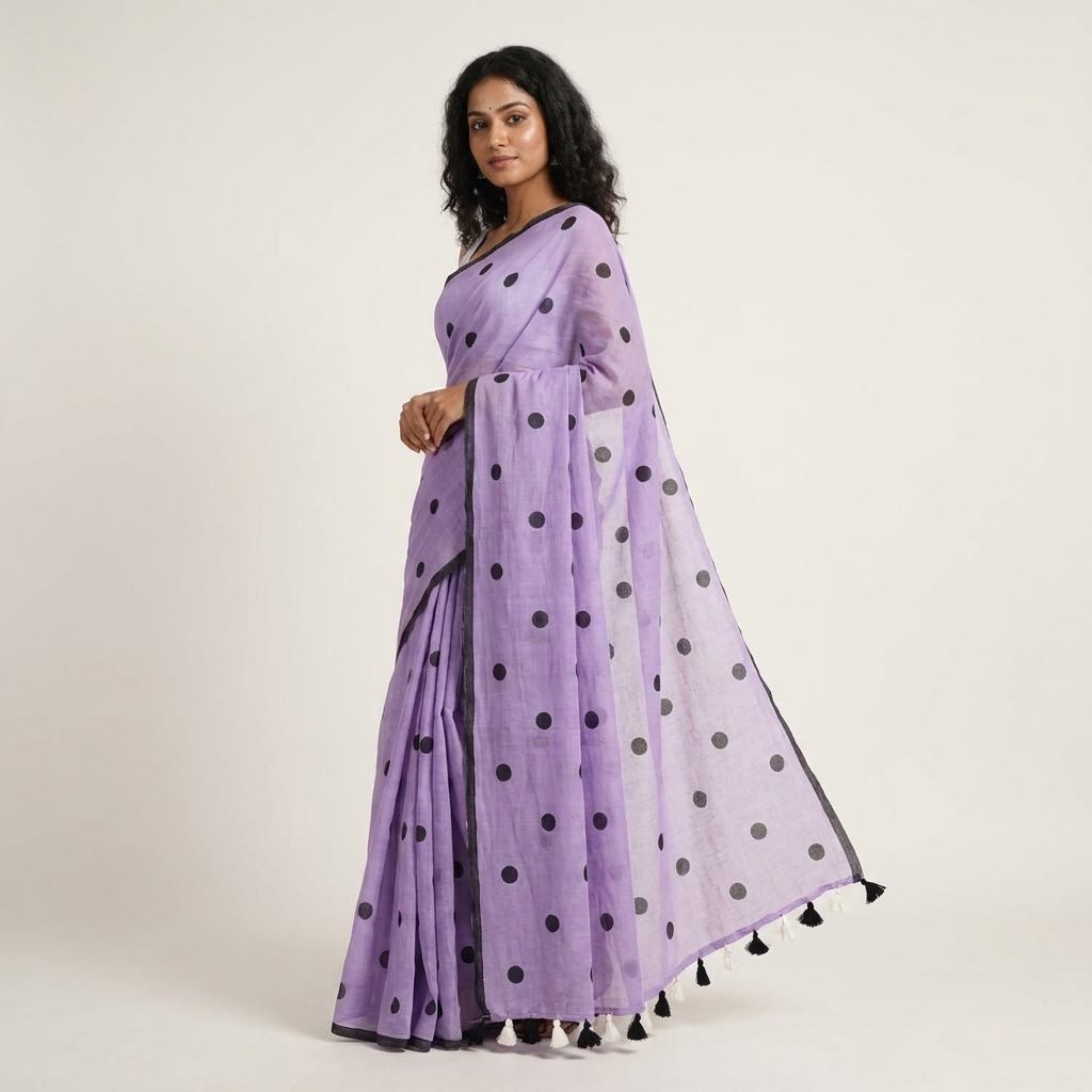 Polka Dot Mul Cotton - Violet - Image 2