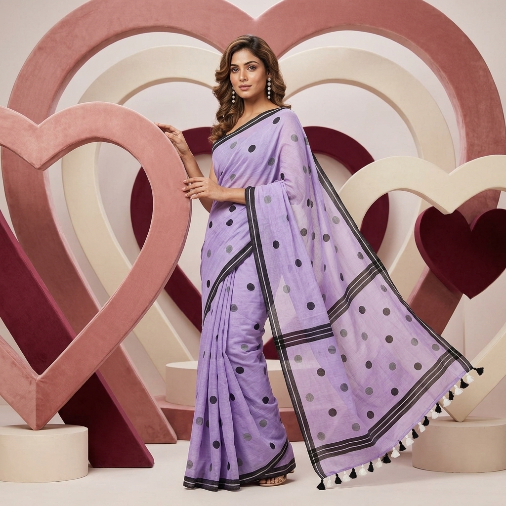 Polka Dot Mul Cotton - Violet