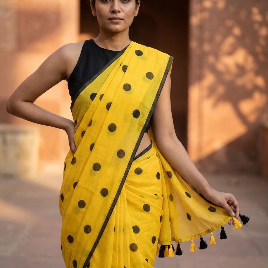 Polka Dot Mul Cotton - Yellow - Image 4