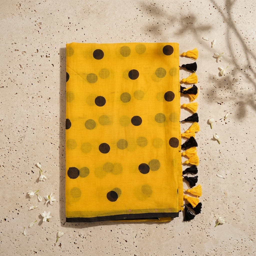 Polka Dot Mul Cotton - Yellow - Image 3
