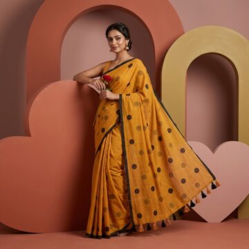 Polka Dot Mul Cotton - Orange