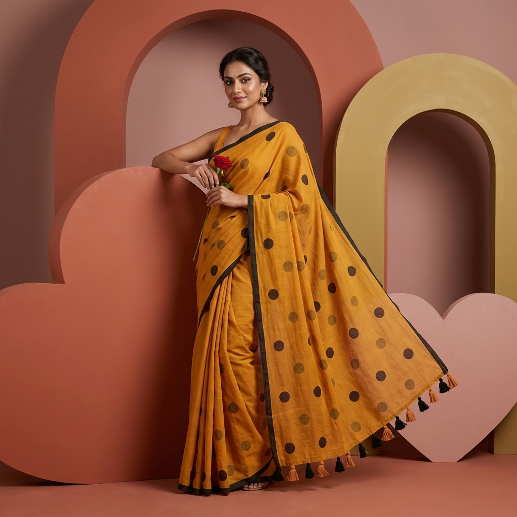 Polka Dot Mul Cotton - Orange