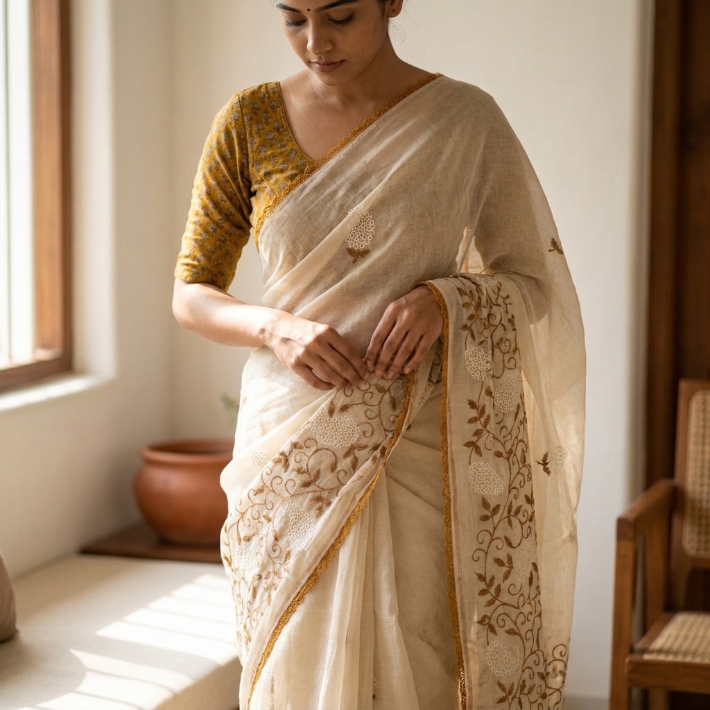 Sandhya Beige Kota Doria - Edition 03 - Image 4