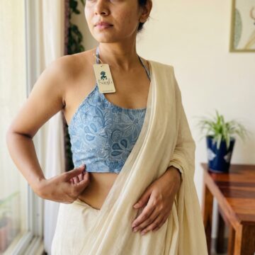 Subtle blue floral block print Bralette