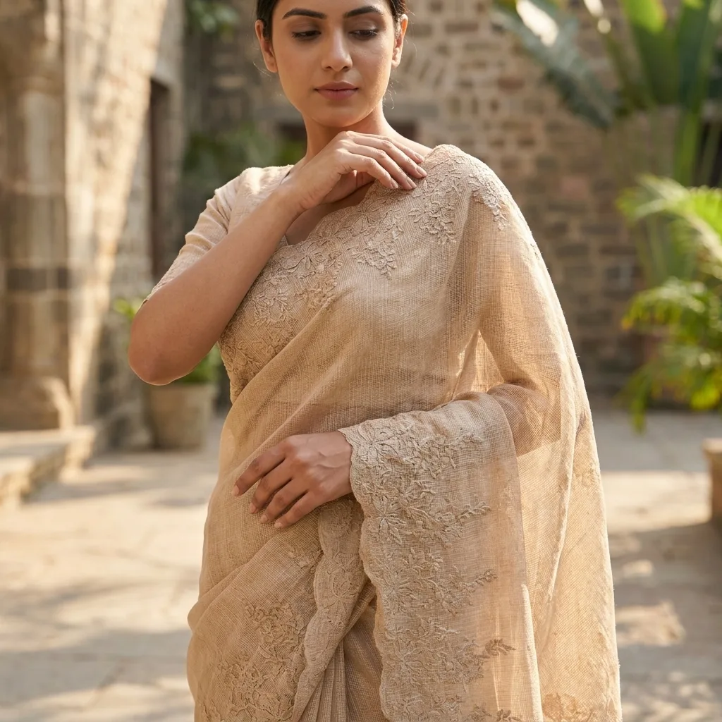 Sunehri Noor Kota Doria Saree