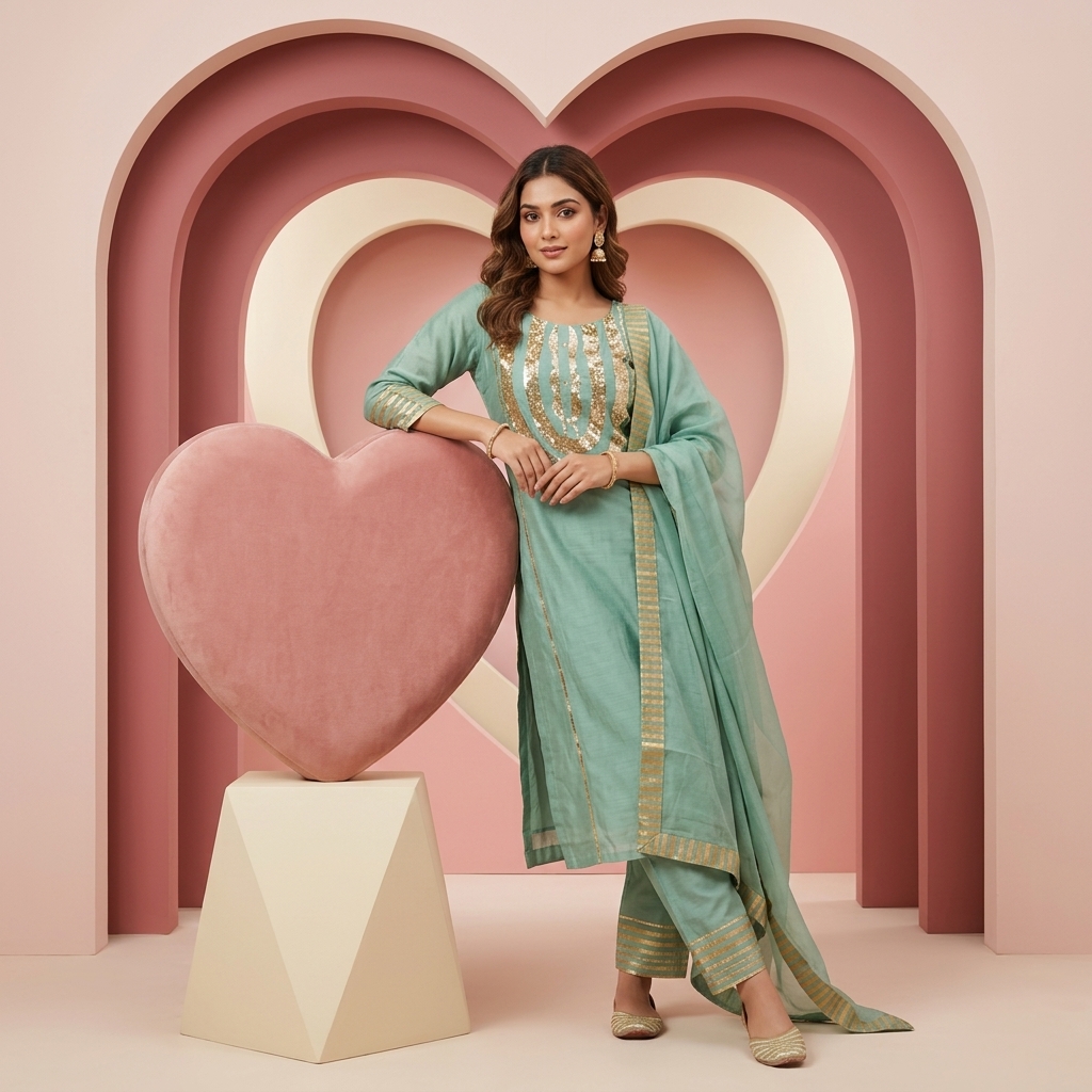 Utsav 3 piece set in Pista Green