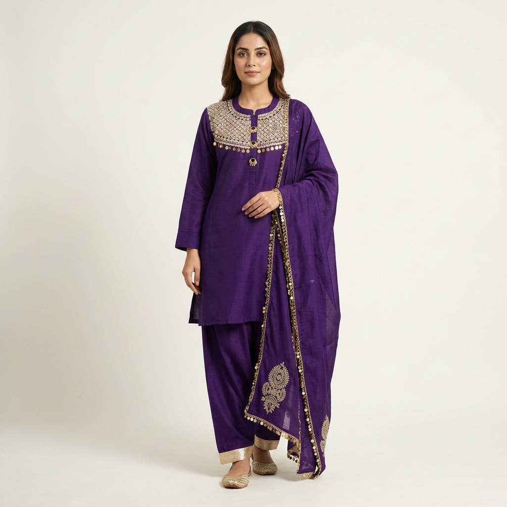 Utsav 3 piece set in Purple - Image 3