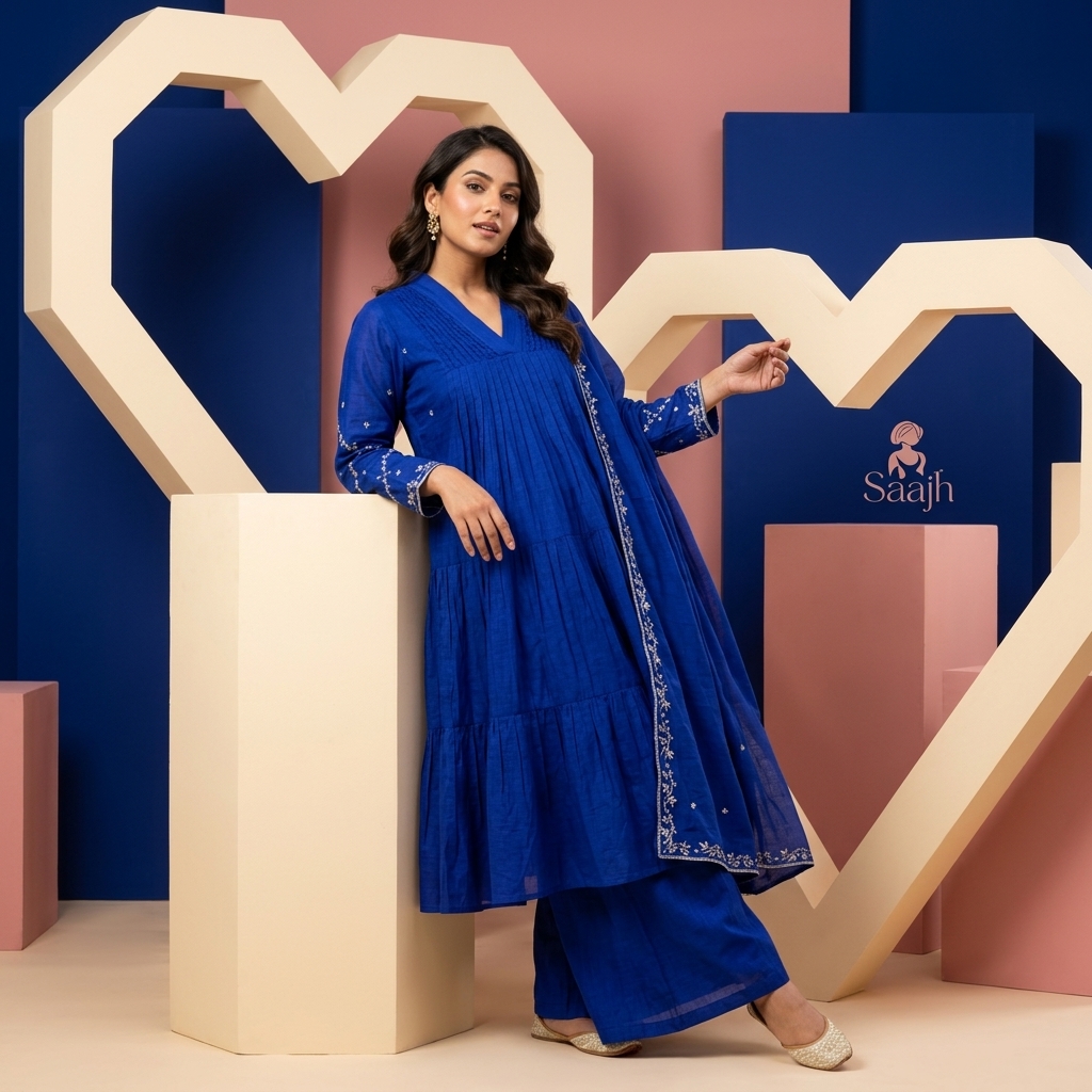 Utsav 3 piece set in Royal Blue - Image 4