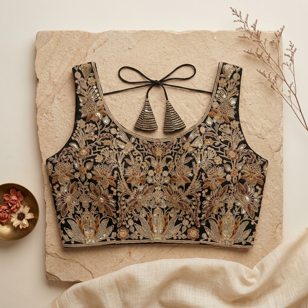 Zari Black Blouse - Image 4